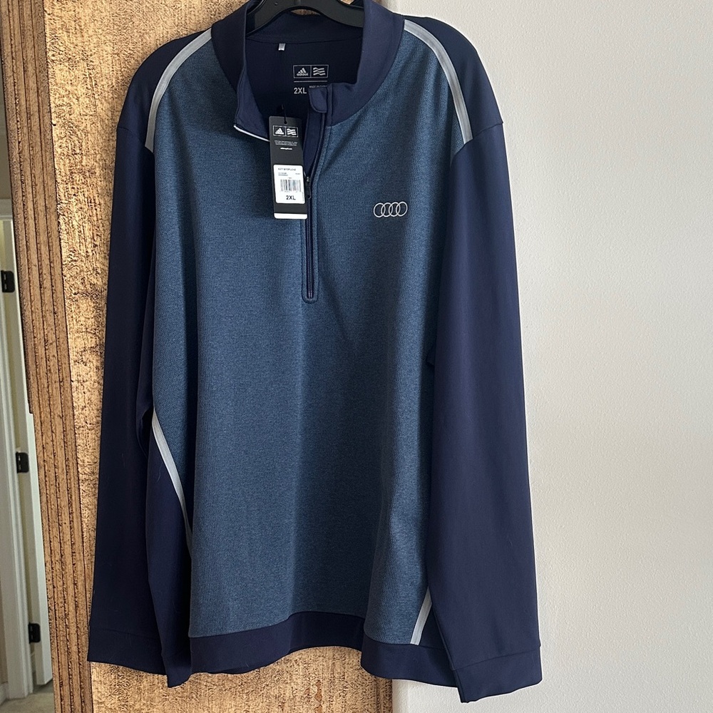 New With Tag Adidas Audi Logo Men’s 2XL 1/3 Zip Pullover